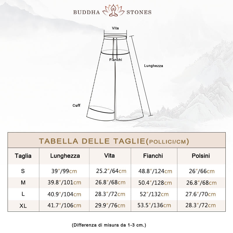 Pantaloni larghi in cotone con coulisse Buddha Stones per yoga e danza con tasche