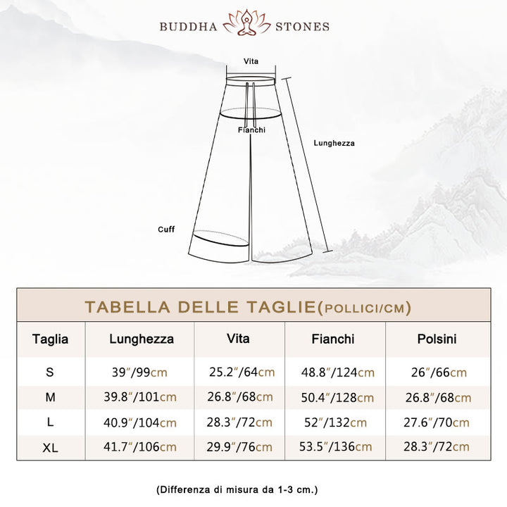 Pantaloni larghi in cotone con coulisse Buddha Stones per yoga e danza con tasche