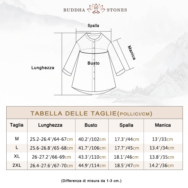 Camicia a maniche tre quarti con bottoni in tinta unita e Buddha Stones - image 5