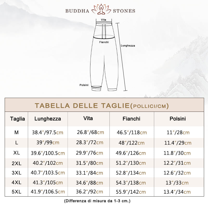 Buddha Stones Pantaloni harem da uomo in cotone con coulisse e tasche - image 5