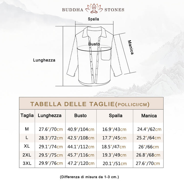 Camicia comoda in velluto a coste con fodera in pile a maniche lunghe da uomo Buddha Stones con tasca