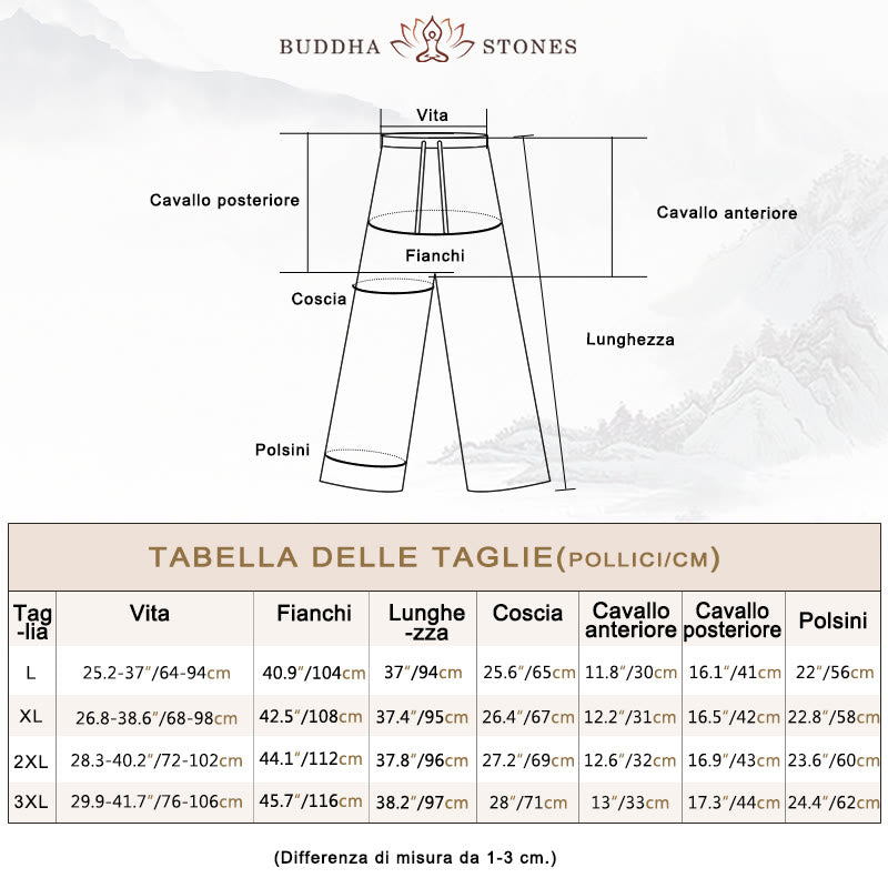 Pantaloni larghi con lacci a vita alta in cotone e lino casual Buddha Stones con tasche - image 4