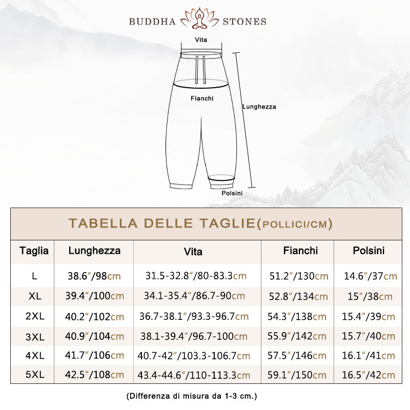 Pantaloni harem da uomo in cotone con coulisse casual semplici Buddha Stones con tasche
