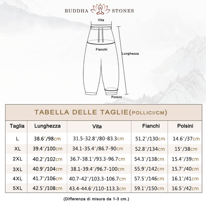 Pantaloni harem da uomo in cotone con coulisse casual semplici Buddha Stones con tasche