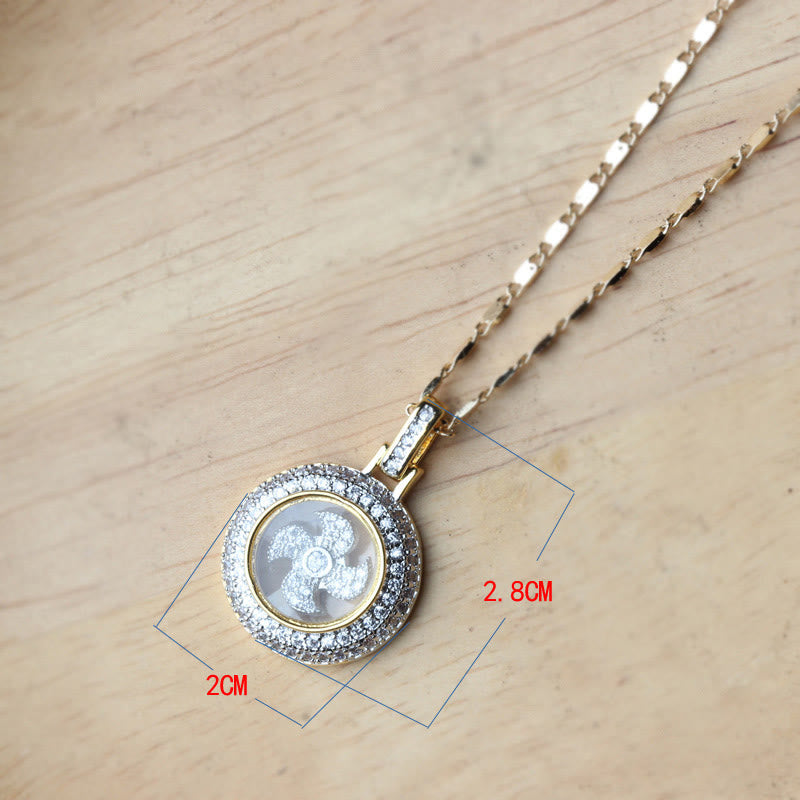 Buddha Stones placcato oro rame ottone girevole mulino a vento Fu Balance collana pendente