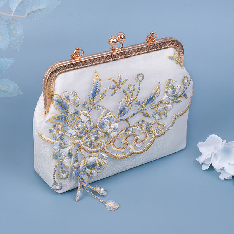 Buddha Stones Jasmine Flowers Ricamo Perle Catena Borsa a Tracolla Borse