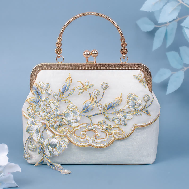Buddha Stones Jasmine Flowers Ricamo Perle Catena Borsa a Tracolla Borse