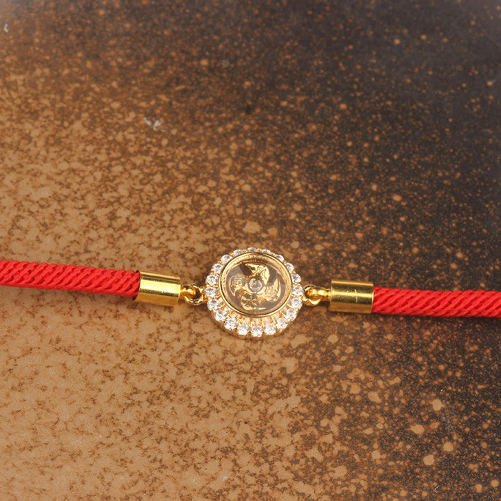 Buddha Stones Braccialetto intrecciato in rame rosso e ottone con mulinello girevole Feng Sheng Shui Qi Protection