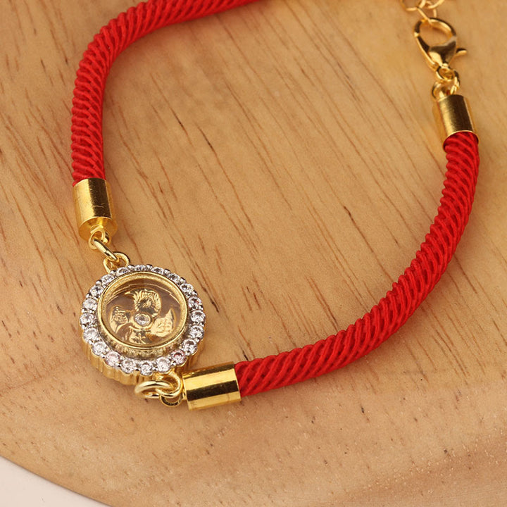 Buddha Stones Braccialetto intrecciato in rame rosso e ottone con mulinello girevole Feng Sheng Shui Qi Protection