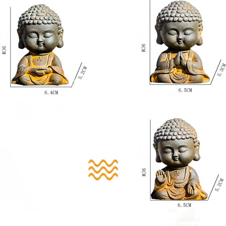 Buddha Stones Piccolo Buddha in Meditazione Statua in Resina Ruggine Polvere di Ferro Decorazione per la Casa - image 5