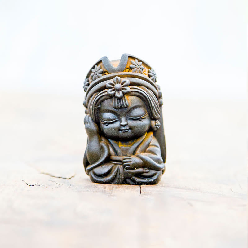 Buddha Stones fatte a mano Zakiram polvere di ferro ruggine statua in resina fusa decorazione della casa zen - Versione Rust - Non pensare 7*4*4cm - image 14