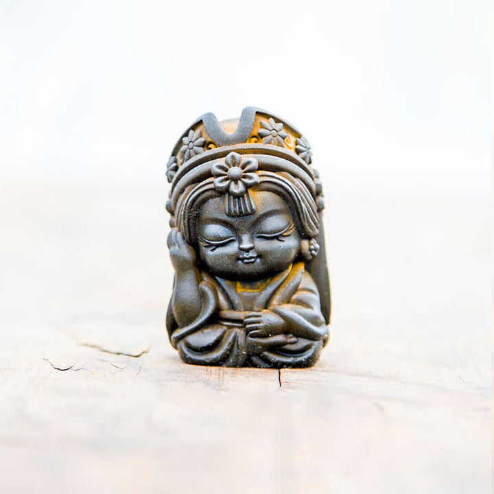 Buddha Stones fatte a mano Zakiram polvere di ferro ruggine statua in resina fusa decorazione della casa zen - Versione Rust - Non pensare 7*4*4cm - image 14