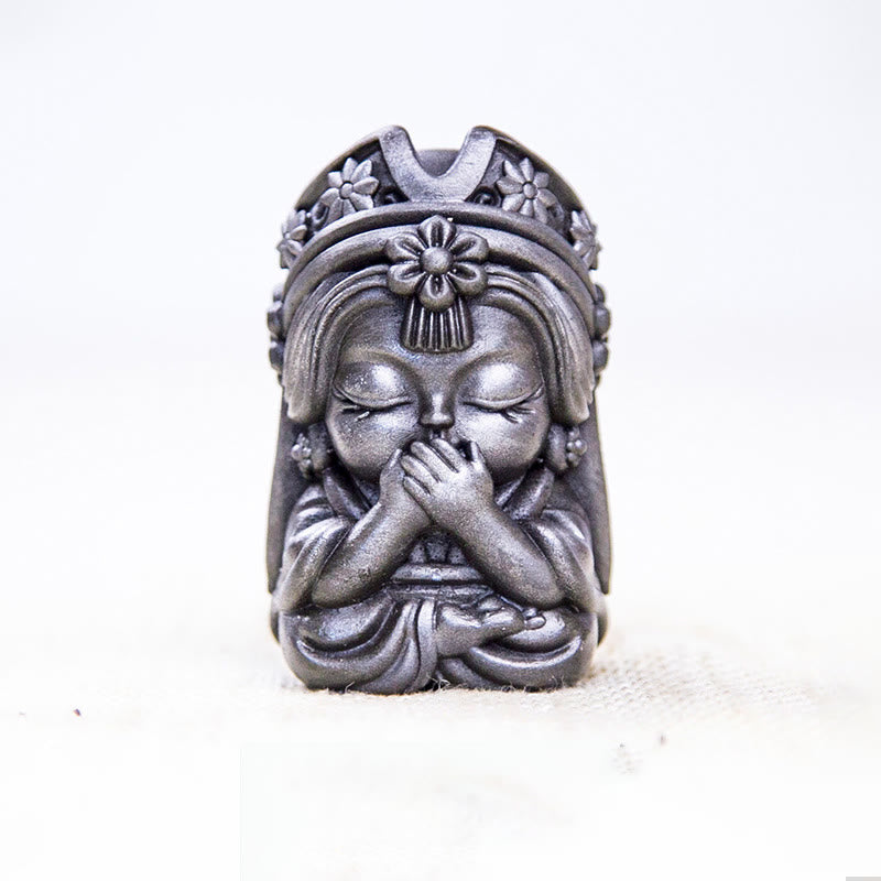 Buddha Stones fatte a mano Zakiram polvere di ferro ruggine statua in resina fusa decorazione della casa zen - Versione lucidata - Non dire 7*4*4cm - image 21