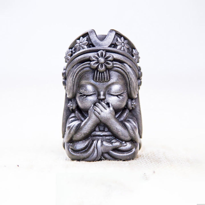 Buddha Stones fatte a mano Zakiram polvere di ferro ruggine statua in resina fusa decorazione della casa zen - Versione lucidata - Non dire 7*4*4cm - image 21