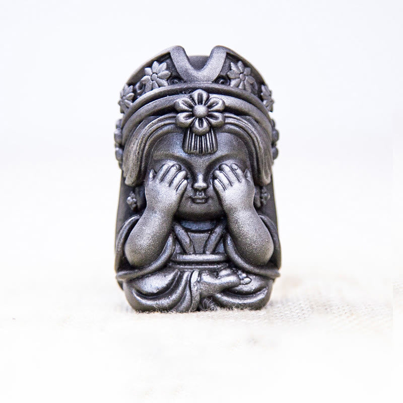 Buddha Stones fatte a mano Zakiram polvere di ferro ruggine statua in resina fusa decorazione della casa zen - Versione lucidata - Non guardare 7*4*4cm - image 24