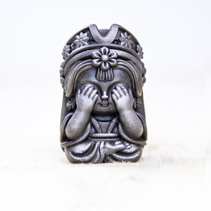 Buddha Stones fatte a mano Zakiram polvere di ferro ruggine statua in resina fusa decorazione della casa zen - Versione lucidata - Non guardare 7*4*4cm - image 24