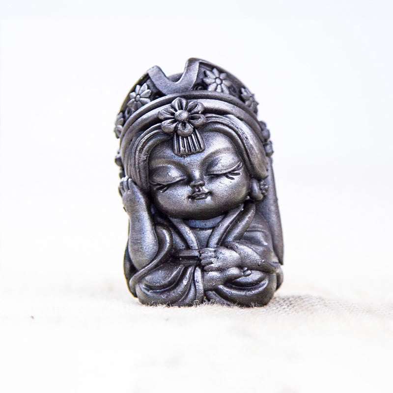 Buddha Stones fatte a mano Zakiram polvere di ferro ruggine statua in resina fusa decorazione della casa zen - Versione lucidata - Non pensare 7*4*4cm - image 25
