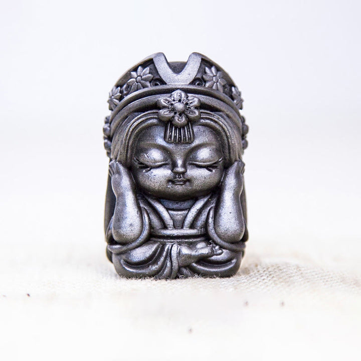 Buddha Stones fatte a mano Zakiram polvere di ferro ruggine statua in resina fusa decorazione della casa zen - Versione lucidata - Non ascoltare 7*4*4cm - image 28