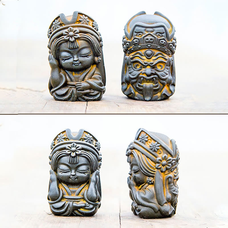 Buddha Stones fatte a mano Zakiram polvere di ferro ruggine statua in resina fusa decorazione della casa zen - image 7