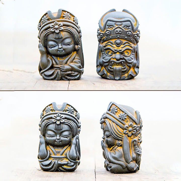 Buddha Stones fatte a mano Zakiram polvere di ferro ruggine statua in resina fusa decorazione della casa zen - image 7