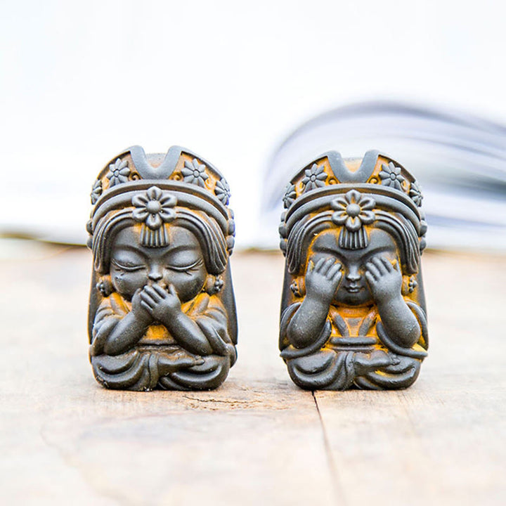 Buddha Stones fatte a mano Zakiram polvere di ferro ruggine statua in resina fusa decorazione della casa zen - image 4