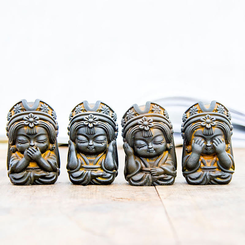 Buddha Stones fatte a mano Zakiram polvere di ferro ruggine statua in resina fusa decorazione della casa zen - image 3