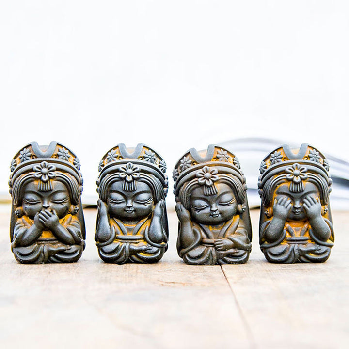 Buddha Stones fatte a mano Zakiram polvere di ferro ruggine statua in resina fusa decorazione della casa zen - image 3