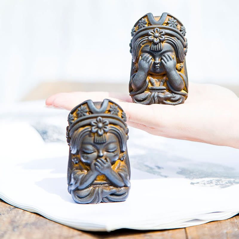 Buddha Stones fatte a mano Zakiram polvere di ferro ruggine statua in resina fusa decorazione della casa zen - image 5