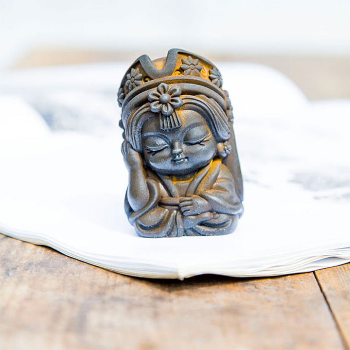 Buddha Stones fatte a mano Zakiram polvere di ferro ruggine statua in resina fusa decorazione della casa zen - image 16