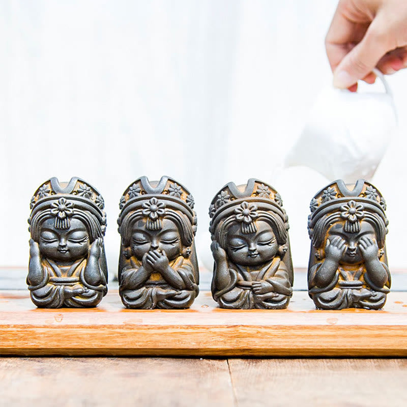 Buddha Stones fatte a mano Zakiram polvere di ferro ruggine statua in resina fusa decorazione della casa zen - image 2