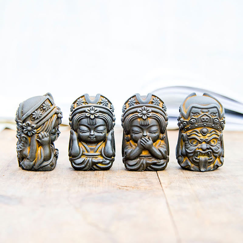 Buddha Stones fatte a mano Zakiram polvere di ferro ruggine statua in resina fusa decorazione della casa zen - image 1