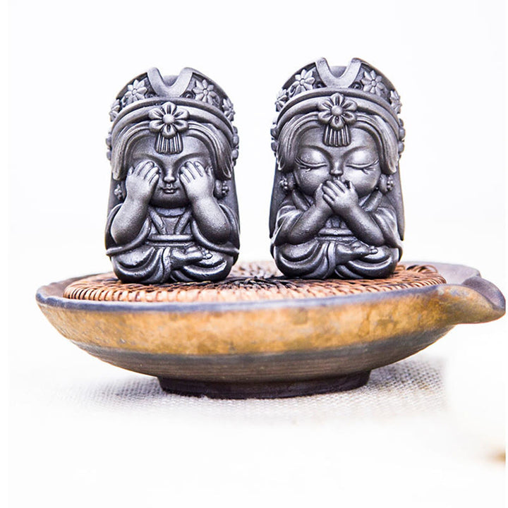 Buddha Stones fatte a mano Zakiram polvere di ferro ruggine statua in resina fusa decorazione della casa zen - image 6