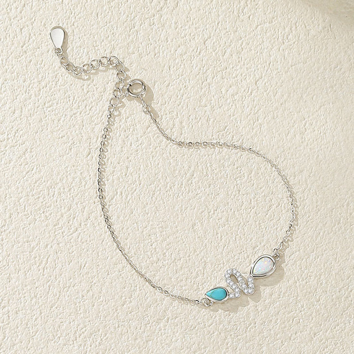 Braccialetto di protezione dell'anno del serpente in argento sterling 925 con Buddha Stones e opale turchese
