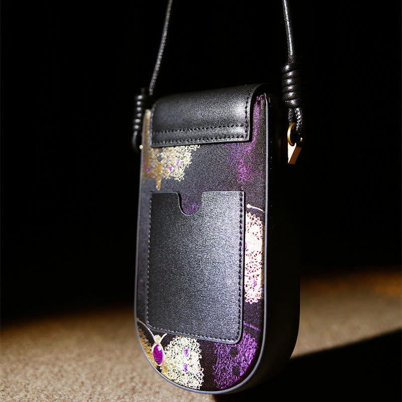 Buddha Stones Retro Fiore Farfalla Foglie Rami Canzone Broccato Borsa a Tracolla Hangbags