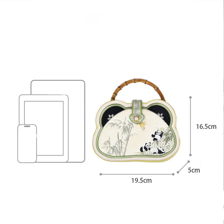 Buddha Stones Panda Bamboo Ricamo Perla Catena Nodo Cinese Nappa Borsa a Tracolla Borse