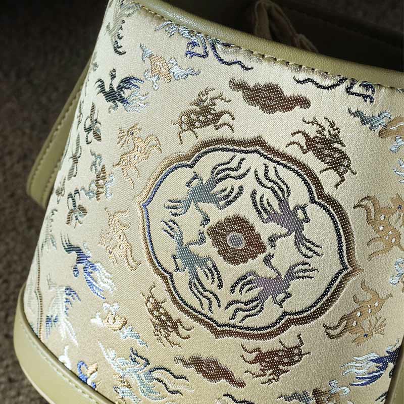 Borsa a tracolla in broccato con ciondolo a forma di gru e cervo, stile retrò, Buddha Stones