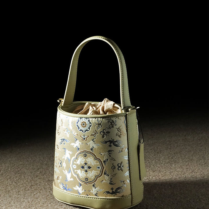 Borsa a tracolla in broccato con ciondolo a forma di gru e cervo, stile retrò, Buddha Stones