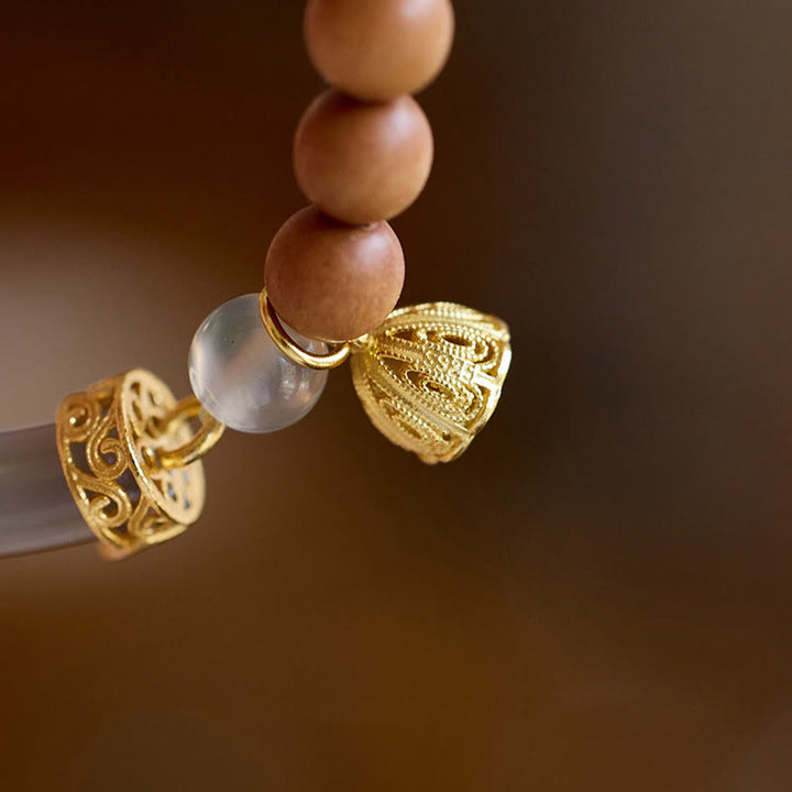 Buddha Stones Sandalo Agata Grigia Calcedonio Braccialetto Mezza Manica