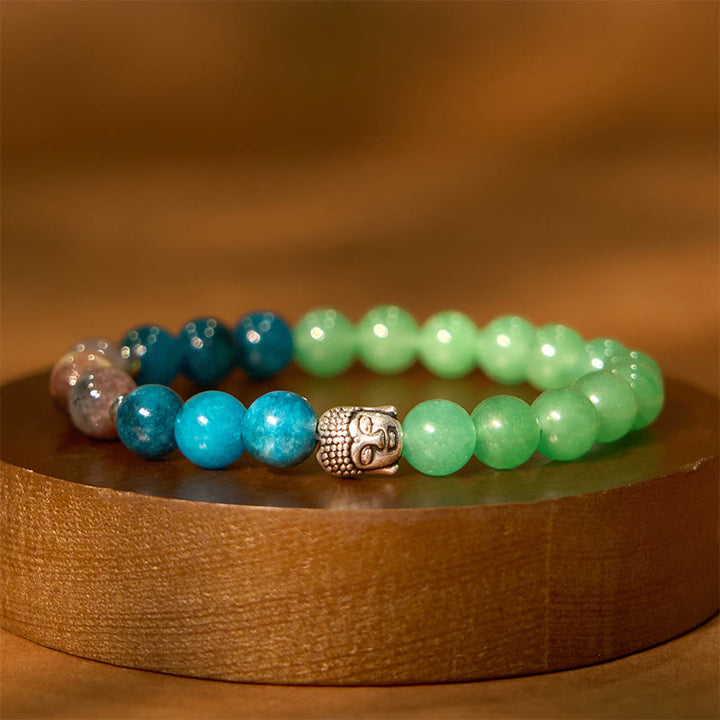 Buddha Stones Onice nero naturale Pietra bianca Avventurina verde Occhio di tigre Agata Colori misti Braccialetto di protezione per la testa del Buddha