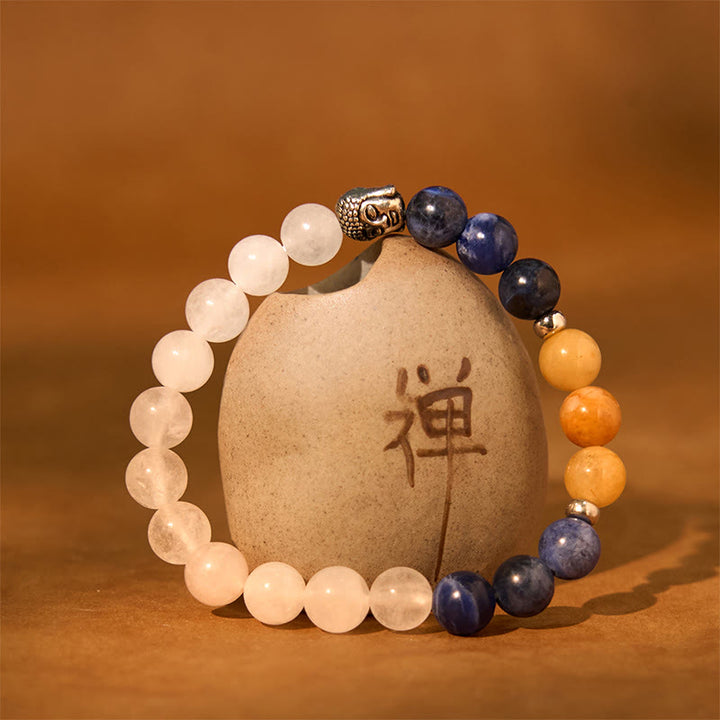 Buddha Stones Onice nero naturale Pietra bianca Avventurina verde Occhio di tigre Agata Colori misti Braccialetto di protezione per la testa del Buddha