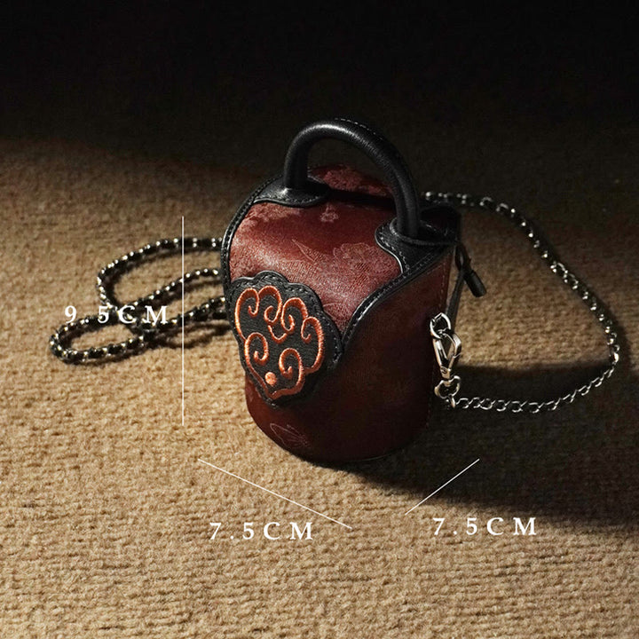 Buddha Stones Nuvole di buon auspicio Fiori di farfalla Xiangyunsha Borsa a tracolla in seta Borse appese