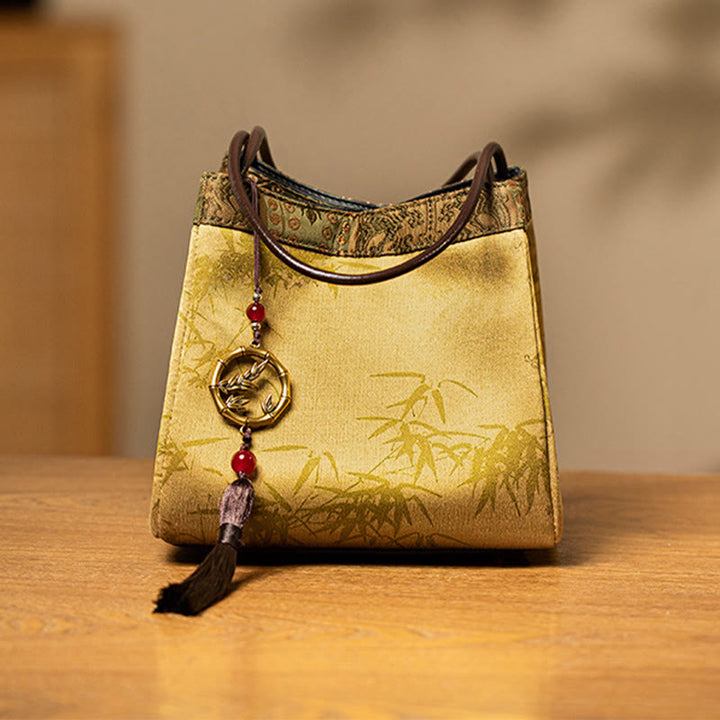 Buddha Stones Rami di bambù Perlina Ciondolo Nappa Xiangyunsha Seta Borsa a tracolla Hangbags
