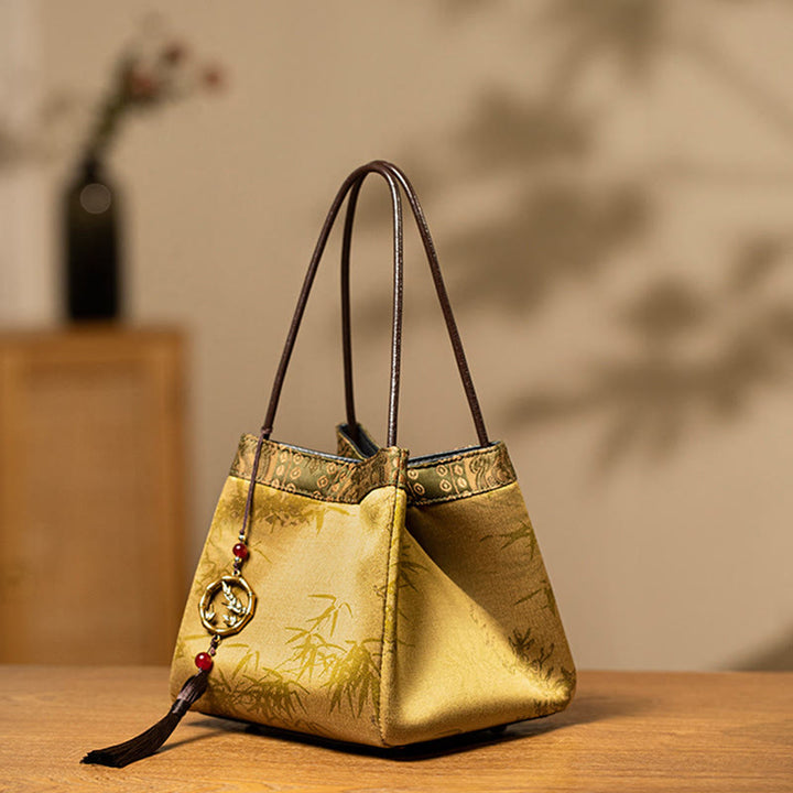 Buddha Stones Rami di bambù Perlina Ciondolo Nappa Xiangyunsha Seta Borsa a tracolla Hangbags