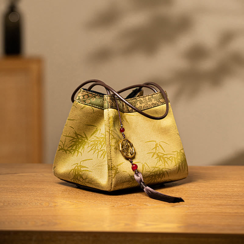 Buddha Stones Rami di bambù Perlina Ciondolo Nappa Xiangyunsha Seta Borsa a tracolla Hangbags