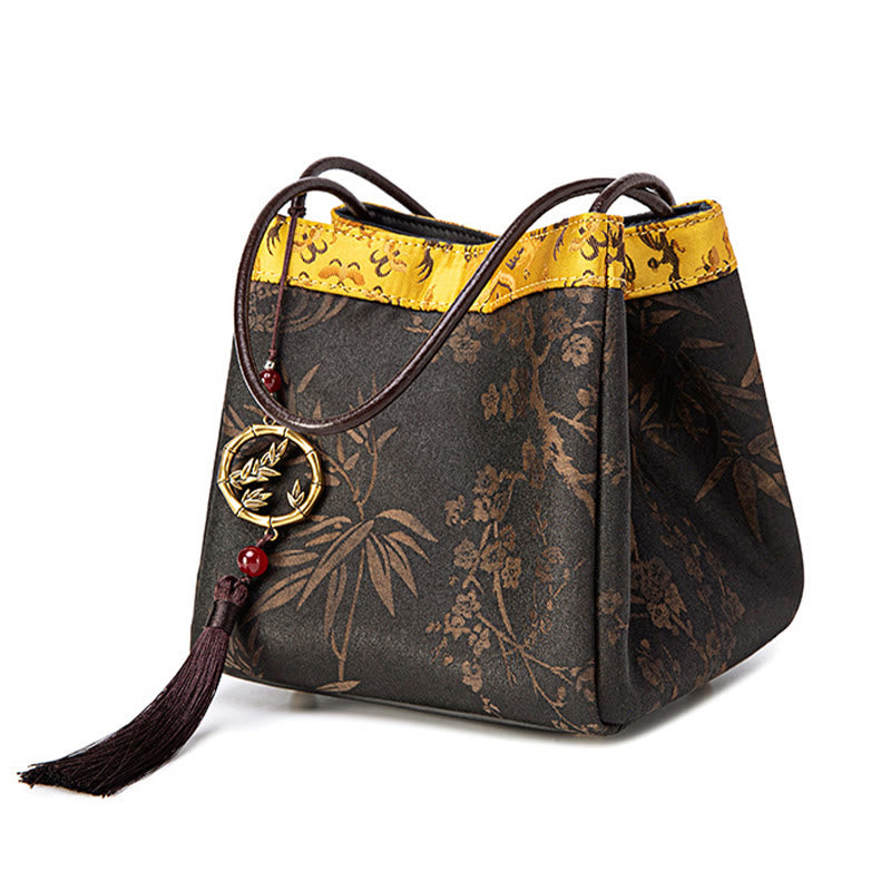 Buddha Stones Rami di bambù Perlina Ciondolo Nappa Xiangyunsha Seta Borsa a tracolla Hangbags