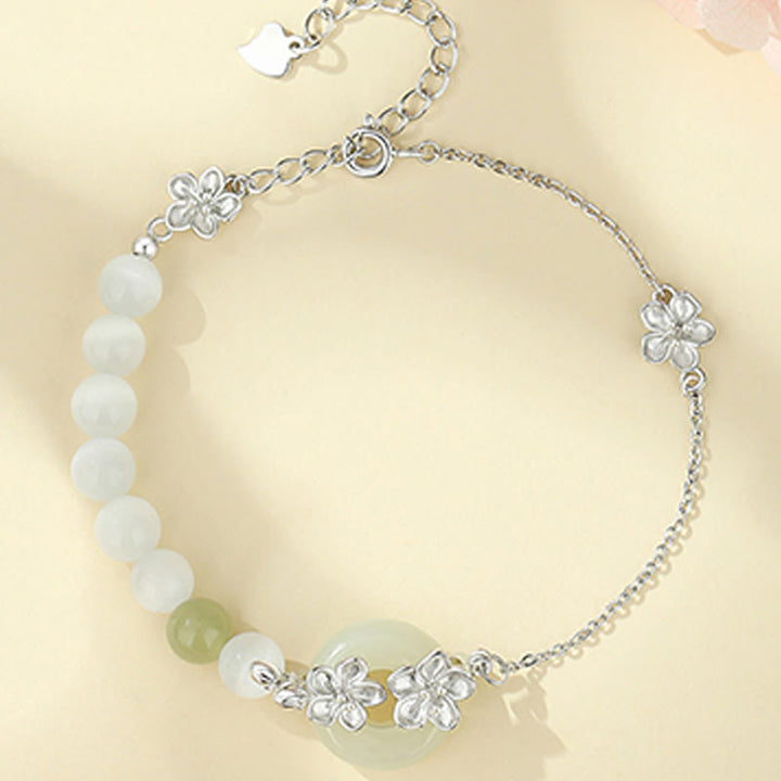 Braccialetto dell'amore in argento sterling 999 Buddha Stones, crisoberillo e giada di Hetian