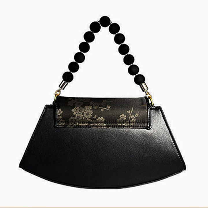 Borsa a tracolla in seta Xiangyunsha con catena di perline di bambù e prugna, pietre Buddha Stones