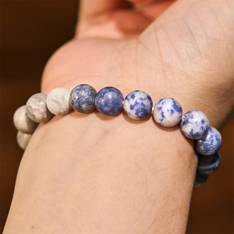 Braccialetto Buddha Stones Sodalite Picasso Jasper Bianco Turchese Intuizione
