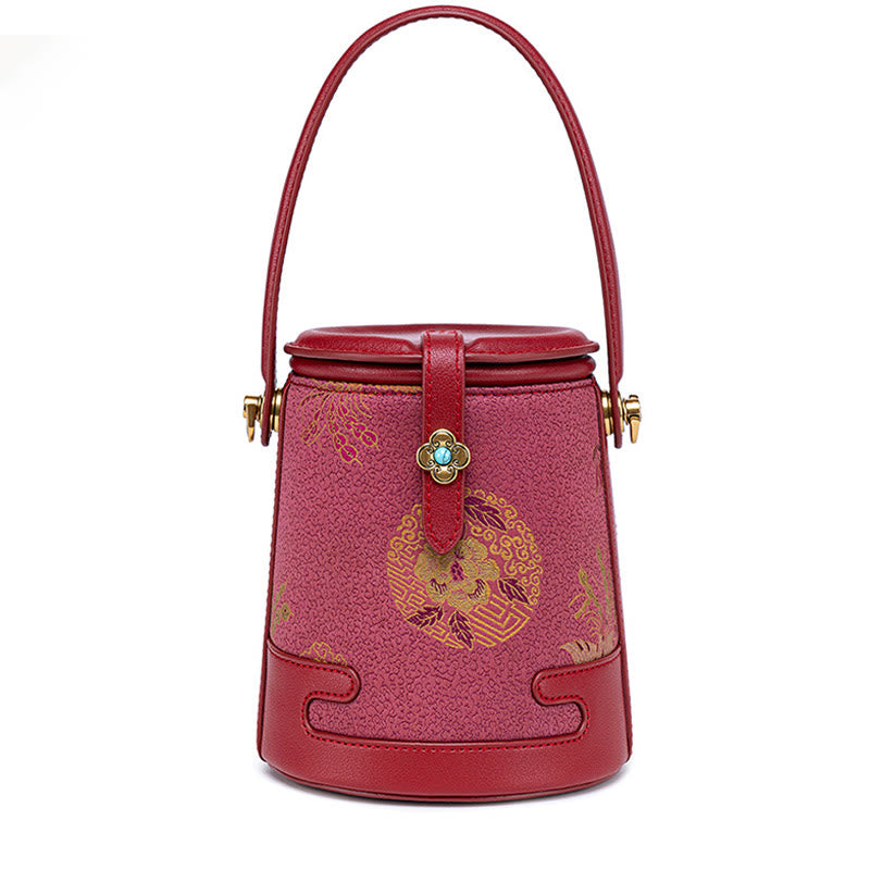 Buddha Stones Cervo Gru Bambù Fiore Canzone Broccato Xiangyunsha Seta Borsa a tracolla Hangbags