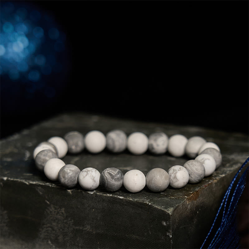 Braccialetto Buddha Stones Picasso Jasper Bianco Turchese Coraggio